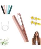 Portrait Mini Dual-Purpose Curling Iron - 2 in 1 USB Hair Curler & Straightener for All Hair Types - Travel Size Ceramic Pink - Buy Online on GoSupps.com