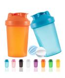 OOTD Protein Shaker Bottle 400ml - Leakproof BPA Free Perfect for Creamy Whey Protein Shakes - Includes Sieve & Scale (2PCs: Blue & Orange) - Buy Online on GoSupps.com