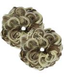 Thick Messy Bun Hair Piece 2 PCS Set - Brown Mix Bleach Blonde Updo Scrunchies Ponytail Extensions for Women - Buy Online on GoSupps.com