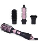 Navaris Warm Air Brush with 4 Attachments - Volumizing Ceramic Curling & Smoothing Brush - Styling & Paddle Brush - Black & Metallic Pink for Perfect International Hair Styling - Buy Online on GoSupps.com