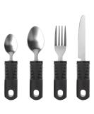 Amfrar 4-Piece Cutlery Set for Parkinson's - Easy Grip Utensils for Seniors & Arthritis | Adaptive Thick Grip Fork & Teaspoons (Black) - Buy Online on GoSupps.com