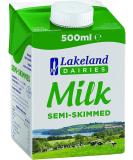 Lakeland Dairies Semi-Skimmed Milk | 24 Pack of 500ml | Long Life | Delicious & High in Protein - Buy Online on GoSupps.com