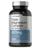 Triple Magnesium Complex 420mg | 250 Capsules | Non-GMO & Gluten-Free | Oxide, Citrate & Aspartate Formula | Dietary Supplement by Horbaach - Buy Online on GoSupps.com