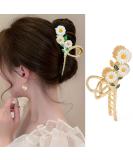 White Daisy Large Flower Hair Claw Clip | Gold Metal Hair Barrette for Thick/Thin Hair | Non-Slip Fashion Hair Accessory - Buy Online on GoSupps.com