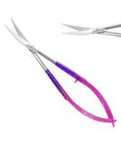 Facial Hair Scissors-Eyebrow Trimmer-Grooming Scissors for Eyebrow Shaping Ear Nose Nostril Hair & Moustache (Pink/Purple Curved) - Buy Online on GoSupps.com