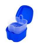 Denture Box for False Teeth Storage - Dental Prosthesis Container with Sieve - Dark Blue Retainer Holder for Cleaning & Organization - Buy Online on GoSupps.com