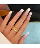 Kamize Long Press on Nails Square French Fake Nails Full Cover Nude Acrylic False Nails for Women and Girls 24PCS Square french long - Buy Online on GoSupps.com