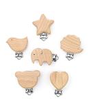Premium Wood Pacifier Clips Set - 6 Pieces | Durable & Safe Baby Pacifier Clips - Buy Online on GoSupps.com