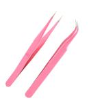 AIEX 2-Pack Eyelash Pliers | Stainless Steel Russian Volume Tongs | Straight & Curved Tips | Pink Eyelash Extension Tools - Buy Online on GoSupps.com
