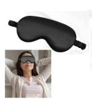 Pure Black Silk Sleep Mask - Adjustable Strap for Full Night's Sleep - Travel and Nap Aid - Super Soft Eye Shade Cover - Buy Online on GoSupps.com