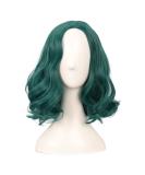 Mapofbeauty 14 Dark Pine Green Short Curly Bob Wig | Synthetic Wavy Hair for Parties & Cosplay - Buy Online on GoSupps.com