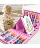 LUCKY 208 PCS Art Supplies Drawing Art Kit | Double Sided Trifold Easel, Oil Pastels, Crayons, Colored Pencils, Watercolor Pens | Gift for Girls Boys Artist - Pink - Buy Online on GoSupps.com