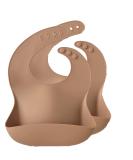 Silicone Baby Bibs Set of 2 - Scandi Colours - Super Soft & Easy Clean - Food Grade Silicone - Pink/Pink - Buy Online on GoSupps.com