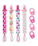 4 Pack Pink Pacifier Clips for Girls | Silicone Binky Clips with Adapters for Teething Toys | Baby Shower Gift - Buy Online on GoSupps.com