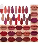 18-Piece Mini Capsule Lipstick Set | Matte Lip Stain Variety | Long-Lasting Nude, Brown, and Dark Red Shades | Cute Lipstick Purse Set for Women | 24-Hour Matte Finish - Buy Online on GoSupps.com