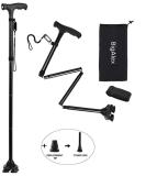 BigAlex Folding Walking Cane with LED Light & Quad Base - Adjustable Stick for Man/Woman 5.5-6.3ft - Black - Buy Online on GoSupps.com