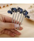 Wedding Crystal Butterfly Hair Comb - Deep Blue Rhinestone Bridal Headpiece for Women and Girls - Buy Online on GoSupps.com