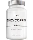 Zinc & Copper Supplement + Probiotics 3 Months Supply - 50mg Zinc Picolinate Pills - Essential Minerals, 2 Billion CFUs Probiotic - Vegan & Non-GMO - 90 Capsules - Buy Online on GoSupps.com