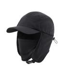 Waterproof Men's Winter Hat with Fleece Lining, Earflaps, Visor & Face Cover - Black - Buy Online on GoSupps.com