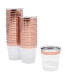 Just Artifacts 1oz Plastic Shot Glasses - Metallic Rose Gold Rim (120pcs) | 120 Count Pack - Buy Online on GoSupps.com