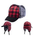 Winter Buffalo Plaid Trapper Hat with Sherpa Lining and Ear Flaps - Red - Buy Online on GoSupps.com