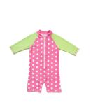 BONVERANO Baby Girls Long-Sleeve Swimsuit with UPF 50+ Sun Protection, 12-18 Months, Pink/Green - Buy Online on GoSupps.com