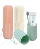 Buy Cozlly 3-Piece Travel Toothbrush Case & Water Cup Set - Portable Outdoor Travel Accessories (White Green Pink) - Buy Online on GoSupps.com