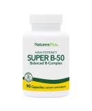 NaturesPlus Super B50-90 Vegetarian Capsules - High Potency B Complex Vitamin Supplement - Energy & Brain Booster - 90 Servings - Buy Online on GoSupps.com