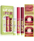 3 Colors Fat Lip Oil Click Slick - Moisturizing Long-lasting Non-stick Lip Balm & Plumper with Coconut Oil | High Pigment Lip Glow (Set A) - International Shipping - Buy Online on GoSupps.com