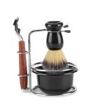 Men's Wet Shaving Kit - 4 Pc Antique Shaving Set with Hair Brush | Perfect Gift for Men - Buy Online on GoSupps.com