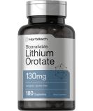 Lithium Orotate 130mg | 180 Capsules | Non-GMO, Gluten Free | 5mg Bioavailable Elemental Lithium | by Horbaach - Buy Online on GoSupps.com