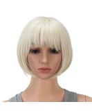 SWACC 10 Inch Short Straight Bob Wig with Bangs - Platinum Blonde | Synthetic Colorful Cosplay Party Wig for Women and Kids with Wig Cap - Buy Online on GoSupps.com