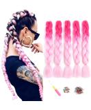 Showjarlly Jumbo Braid Artificial Hair Extensions - 24 Ombre Kanekalon Braid 5 Pack for Crochet Twist Box Braids in Peach/Light Pink - Buy Online on GoSupps.com