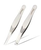 LePinko Precision Tweezer Set for Men and Women - Professional Slanted & Pointed Tweezers for Ingrown Hair, Facial Hairs, and Splinter Removal - Eyebrow Plucker with Case - Silver - Buy Online on GoSupps.com