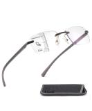Shop Premium Aluminum Progressive Multifocus Reading Glasses for Men | Blue Light Blocking Rimless Multifocal Metal Readers - 1.25x-2.5x Strength - Buy Online on GoSupps.com