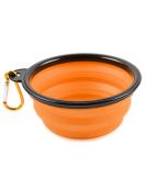 Phonenatic Foldable Silicone Dog Bowl - Orange Travel Bowl for Dogs & Cats with Carabiners (350 ml) - Durable & Portable Design - Buy Online on GoSupps.com