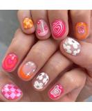Buy Pink Press On Nails | Rainbow Flower French Tips | 24Pcs Summer Acrylic Stick On Nails for Women & Girls - Buy Online on GoSupps.com