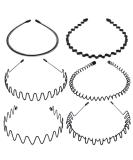 6 PCS Tao Pipe Metal Headband Set - Black Spring Wave Hairband for Unisex | Flexible Headbands for Women and Men - Buy Online on GoSupps.com
