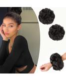 Black Messy Bun Hair Pieces 2PCS - Women's Wavy Curly Bun Extensions - Synthetic Chignon Scrunchies for Tousled Updo - Girls' Thick Hair Piece (1B#) - Buy Online on GoSupps.com