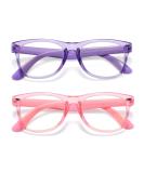 Kids Blue Light Blocking Glasses 2 Pack for Ages 3-10 - Anti Blue Light & Headache - Transparent Pink & Purple - Buy Online on GoSupps.com