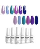 Vishine 6 Pcs Blue Purple Gel Nail Polish Set | Aurora Colors | Soak Off UV LED | DIY Nails Art Manicure Kit - Buy Online on GoSupps.com