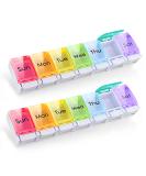 2 PCS Weekly Pill Organizer - Arthritis Friendly Travel 7 Day Pill Box with Large Compartments for Vitamins Fish Oil Supplements & Medication - Buy Online on GoSupps.com