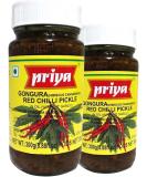 Priya Gongura Red Chilli Pickle | Traditional Pickle | Indian Origin | Indian Authentic with Great Flavor | Delicious with Poppadums | Spicy & Sour | Vegan | 300G (Pack of 2) - Buy Online on GoSupps.com