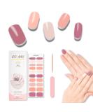 Foyute Semi Cured Gel Nail Strips 20 Pcs Soft Self-Adhesive Gel Nail Polish Wraps Sticker for Salon-Quality Manicure Set Long Lasting Easy to Apply & Remove Nail File & Wooden Stick (Fade orange) - Buy Online on GoSupps.com