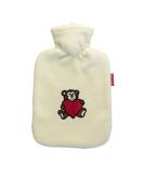 Hugo Frosch Classic 1.8L Hot Water Bottle - Fleece Cover Cream Bear with Heart | Eco-Friendly Comfort for All Seasons - Buy Online on GoSupps.com