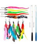 12 PCS Feather Teaser Cat Toy 2 Pcs Retractable Interactive Cat Teaser Rods 10 Pcs Replacement Colorful Feather Refills with Bells Feather Dangler Funny Exercise for Indoor Cat Kitten Catcher - Buy Online on GoSupps.com