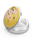 Portable Peach Blossom 3-Compartment Pill Box | Decorative Metal Medicine Organizer | Unique Gift for Vitamins & Medications - Buy Online on GoSupps.com