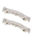 Rhinestone Crystal Hair Barrette Set - 2 Pack Sparkling Hair Clips for Girls and Women - 2.75 Silver - Hair Accessories - Buy Online on GoSupps.com