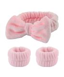 3-Piece Pink Spa Headband & Wristband Set for Women - Prevent Spills, Perfect for Face Washing & Makeup Application - Buy Online on GoSupps.com