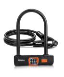 Ndile bicycle lock iron lock with 4 actual number code 14.6mm high safety ironing lock bike & 5ft steel cable numerical lock bike for bike scooter motorcycle ebike u lock and cable - Buy Online on GoSupps.com